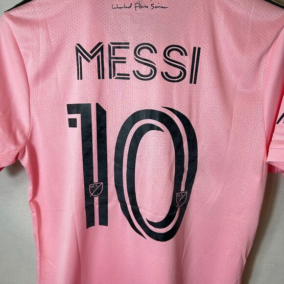 Adidas NWT Pink Black Accents Inter Miami CF #10 Messi Authentic SS Jersey Sz L - Picture 11 of 15